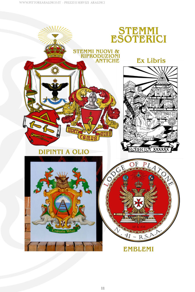 Applicazioni Araldiche Emblema Massonico Gioiello di Loggia Ex Libris Stemma Massonico